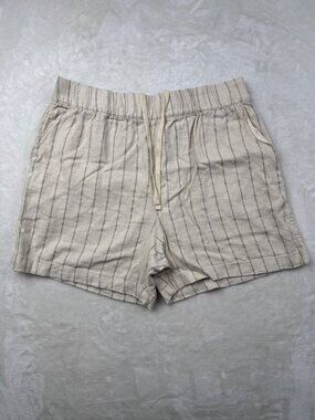 Blanknyc Womens Beige Striped Linen Blend Shorts Size M
